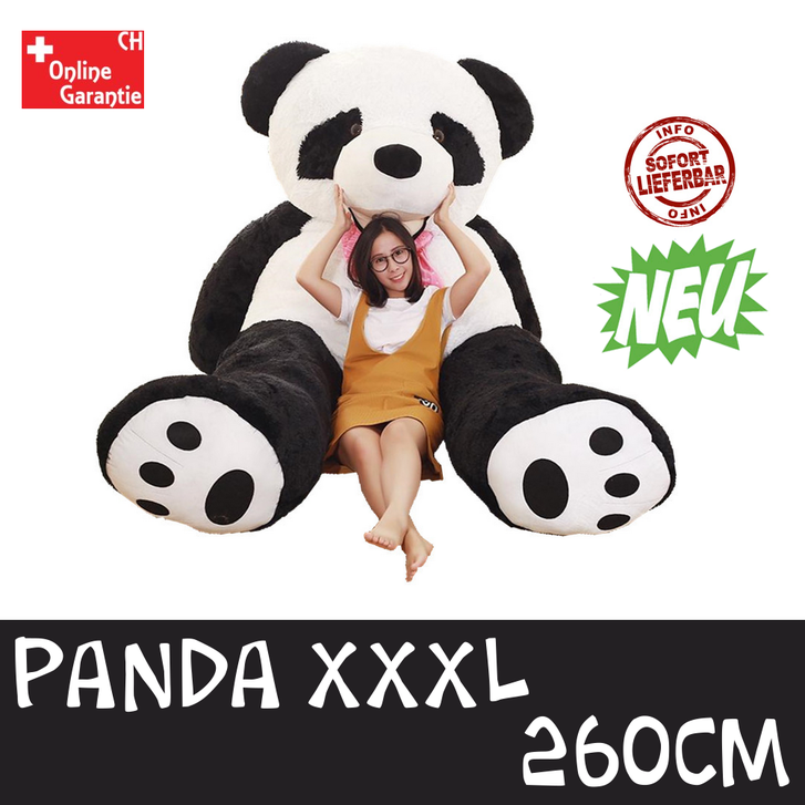  Panda Bär XXL Pandabär XXL 2.6m Teddy Schwarz Weiss Schleife Tedi XXXL Geschenk Kind Kinder Frau Freundin Spielzeuge & Basteln