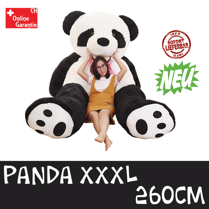  Panda Br XXL Pandabr XXL 2.6m Teddy Schwarz Weiss Schleife Tedi XXXL Geschenk Kind Kinder Frau Freundin Spielzeuge & Basteln