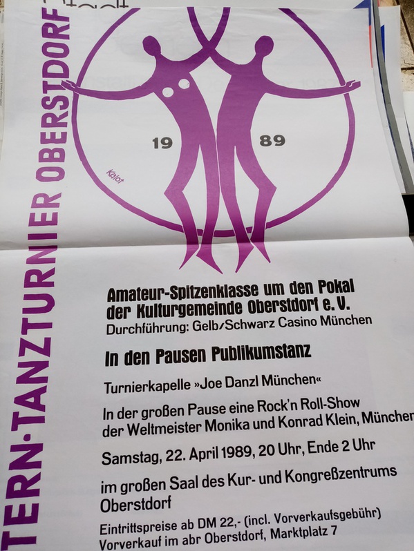 1989 Plakat Kalot Oberstdorf  Intn.Tanztunier mit Weltmeister Rockn Roll Sammeln