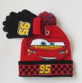 Disney Cars Cars Lightning McQueen Kinder Winter Set Mtze Beanie Bommel Bommelmtze Handschuhe  Baby & Kind