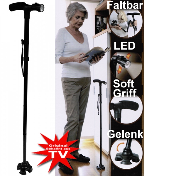Gehstock mit Licht Trusty Cane Rentner Stock 360 Grad TV Werbung Faltbar Renter Altersheim Robust Sicher verlässlich rutschfest Integrierte Beleuchtung Gehstock mit Licht Trusty Cane Rentner Stock 360 Grad TV Werbung Faltbar Renter Altersheim Robust Sicher verlässlich rutschfest Integrierte Beleuchtung Haushalt