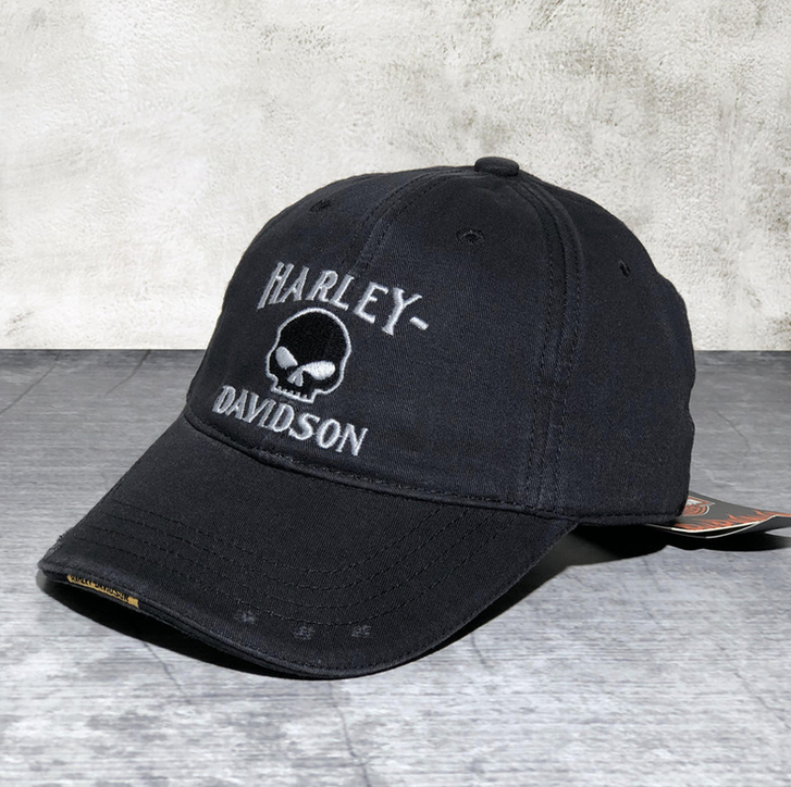 Harley-Davidson Cap Harley Kappe Mtze Biker Skull HD Fan Schwarz Kleidung & Accessoires