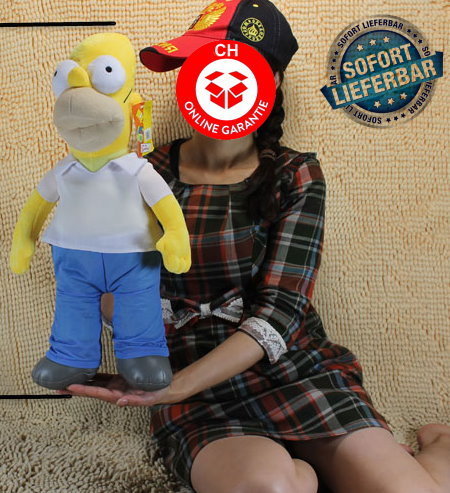 Homer Simpson Plsch Figur Plschtier Kuscheltier Stofftier TV Serie 55cm Fanartikel  Spielzeuge & Basteln