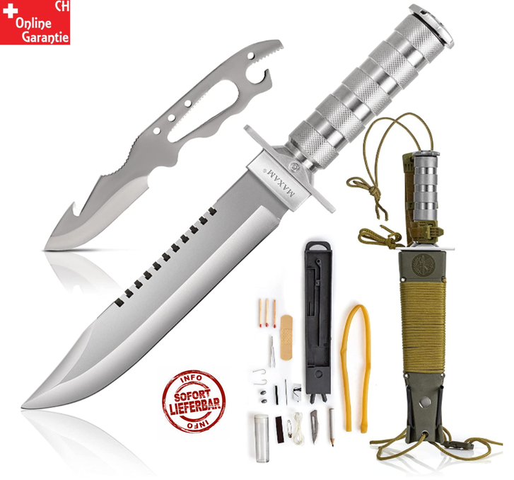 Maxam 12 tlg. Survival Messer Set Überleben Knife Überlebensmesserset Kompass Outdoor Camping Jagd Sport & Outdoor