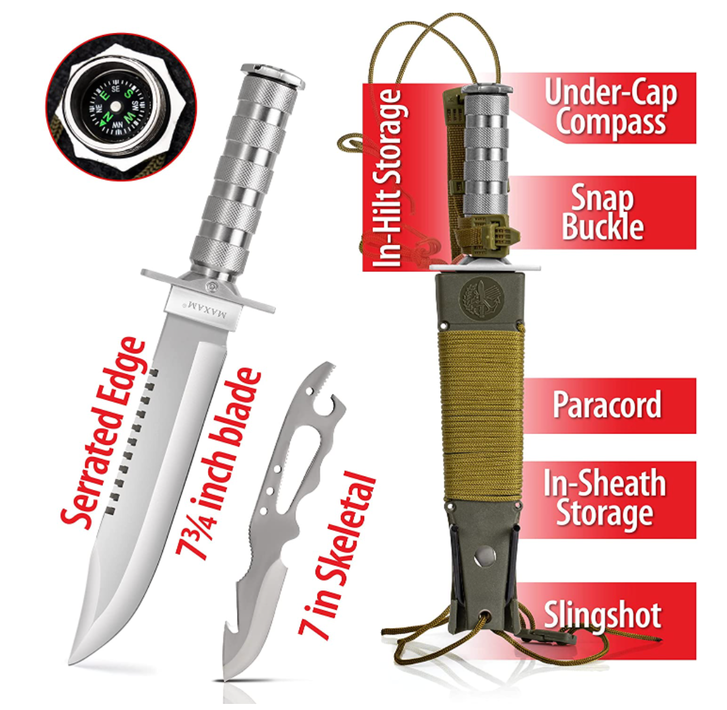 Maxam 12 tlg. Survival Messer Set Überleben Knife Überlebensmesserset Kompass Outdoor Camping Jagd Sport & Outdoor 2