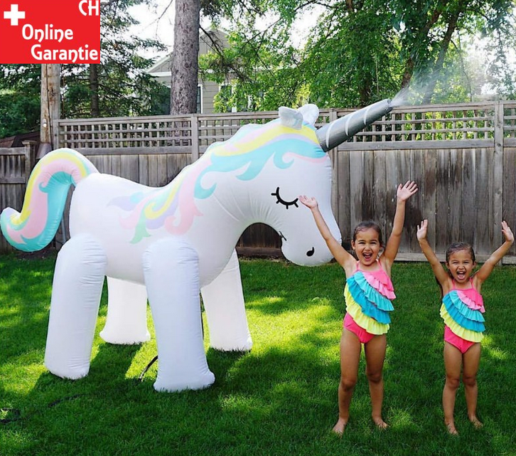 Mega Einhorn Sprinkler Wasser Spielzeug Sommer Garten Kinder Zuhause Pool Badi Wasserspielzeug Unicorn XXL Spielzeuge & Basteln 2