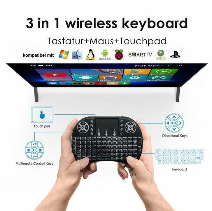 Mini Schweizer QWERTZ Deutsch Tastatur Funktastatur mit Touchpad Wireless 2.4 GHz TV Konsole Zubehör Notebook 4 Mini Schweizer QWERTZ Deutsch Tastatur Funktastatur mit Touchpad Wireless 2.4 GHz TV Konsole Zubehör Notebook TV & Audio 4