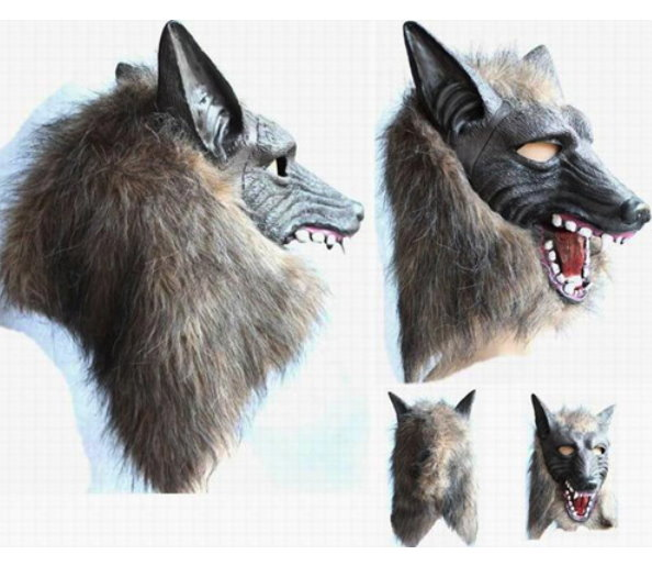 Wolf Maske Kostm Halloween Werwolf Wolfmaske Tier Latex Kunsthaar Fasnacht Halloween  Kleidung & Accessoires 2