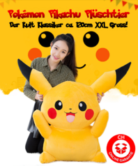 Pokémon Pikachu 1.2m Plüsch Plüschtier Fanartikel Pokemon 120cm XXL Geschenk Kind Frau Freundin Fan