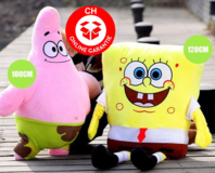 SpongeBob Schwammkopf Plüsch Plüschfigur Kuscheltier Puppe Teddy 100cm Geschenk Kind Fan TV Serie Kino Zuhause Kinderzimmer